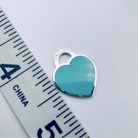 Tiffany & Co. Small Blue Enamel 925 Silver Heart Charm Pendant with Packaging - Picture 8 of 9
